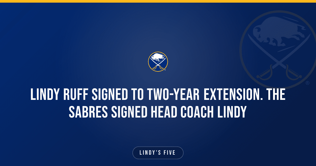 Lindy Ruff Signed To Two-Year Extension. The Sabres Signed Head Coach Lindy