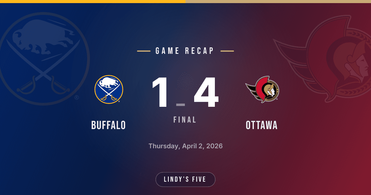 Sabres Lose to OTT 4-1