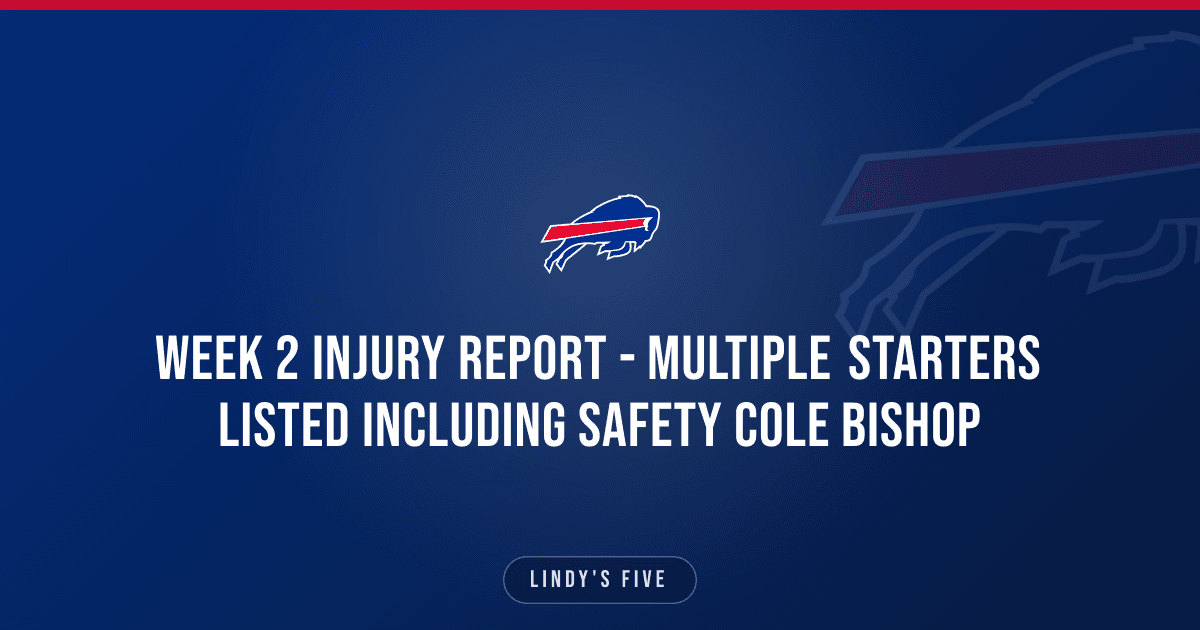 Week 2 Injury Report - Multiple Starters Listed Including Safety Cole Bishop